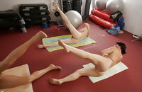 Naked Mature Mothers do Naked Exercises at Gym PART 1